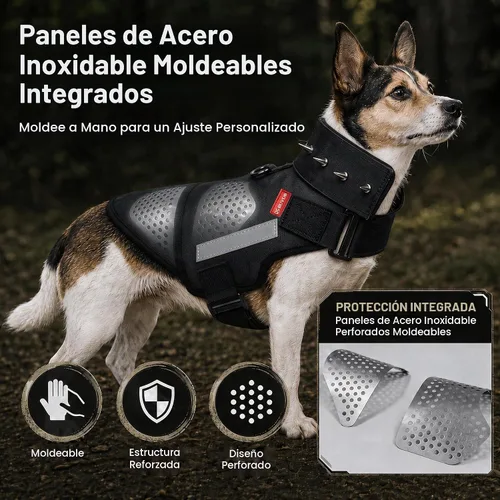 Vista 3 de Arnés de protección para perros, placa de acero ligera y flexible integrada contra ataques de coyote, halcón, raptor y aves de presa