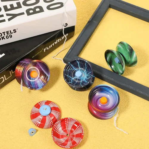 Vista 3 de Lenwen 50 piezas de aleación sensible colorido Yoyo a granel metal principiante cuerda trucos adultos jugadores bola de tecnología de retorno