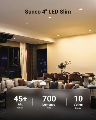 Vista 2 de Sunco Paquete de 12 Luces LED Empotradas de 4 Pulgadas, Iluminación de Techo Delgada sin Lata, 650 LM, 10W (Equivalente a 60W), 3000K Blanco Cálido