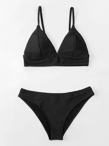 Vista 6 de CUPSHE - Conjunto de traje de baño de dos piezas, bikini sexy, unicolor, con forma triangular, para mujer