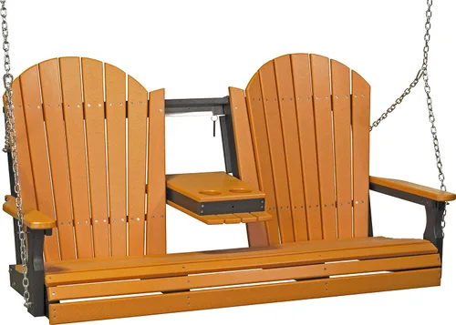 Vista 19 de LuxCraft Adirondack - Columpio colgante para porche delantero de 5 pies con consola abatible, asientos hasta 3, banco de columpio de patio al aire