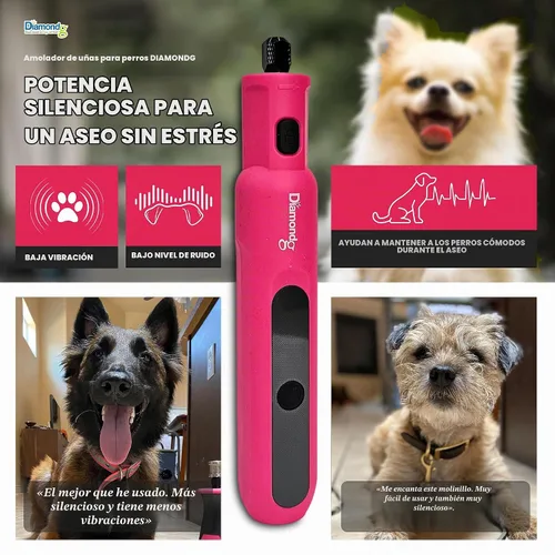 Vista 2 de Diamondg Micro - Molinillo de uñas para perros, sonido silencioso con luz Micro - Rosa