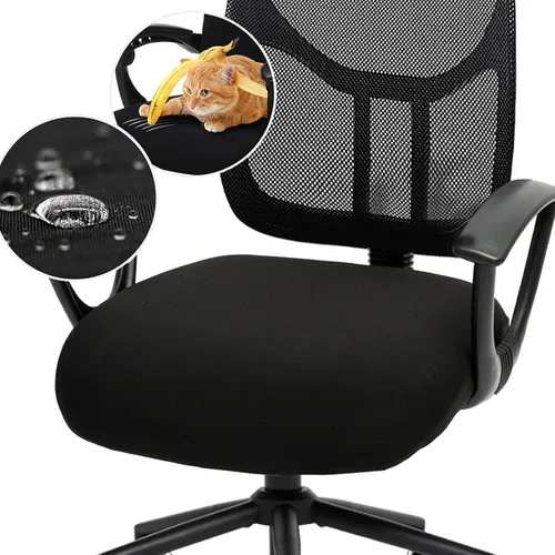 Vista 46 de Fundas elásticas resistentes al agua para sillas de computadora - Protectores lavables para respaldo giratorio y asiento para mascotas - Negro