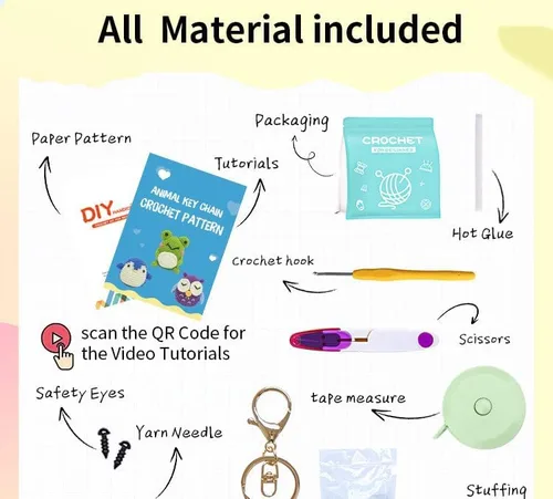 Vista 7 de NDEMl Kit de ganchillo de 3 piezas que incluye pingüino, búho, rana, materiales de bricolaje para principiantes con tutoriales en video paso a paso