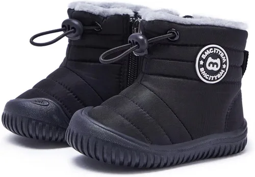 Vista 19 de BMCiTYBM Botas de nieve para bebés y niños pequeños, zapatos de invierno para niños y niñas, zapatos de bebé de piel sintética para clima frío