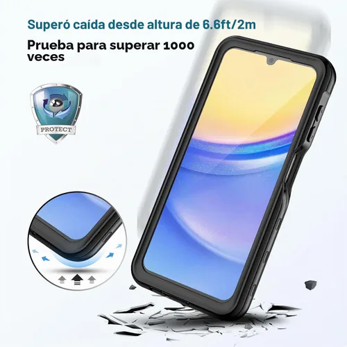 Vista 4 de Lanhiem Funda para teléfono Samsung Galaxy A15 5G, IP68 impermeable a prueba de polvo con protector de pantalla, funda protectora de cuerpo completo