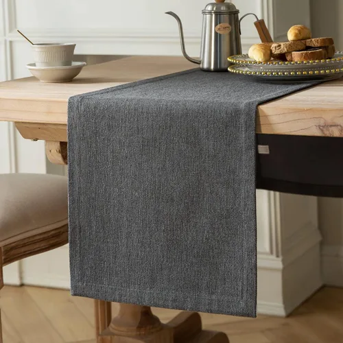 Vista 19 de ZeeMart Camino de mesa de arpillera estilo granja de 36 pulgadas de largo, camino de mesa de comedor tejido rústico negro para uso diario, 14 x 36