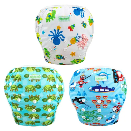 Vista 18 de Wegreeco - Pañal de natación reutilizable para bebés y niños pequeños, talla única Estrella de mar