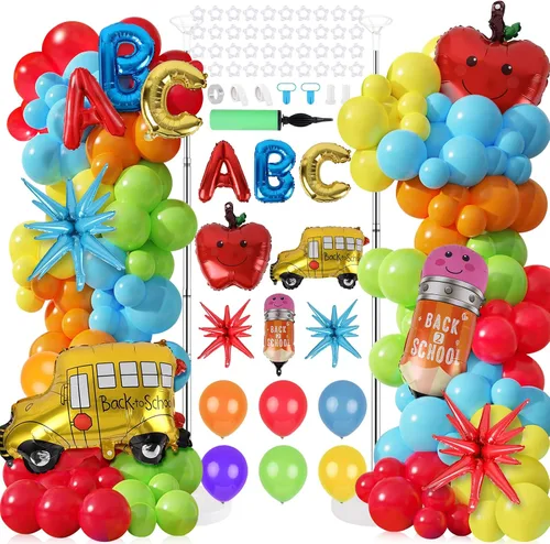 Vista 25 de 2 juegos de globos negros dorados y rojos, kits de soporte de columna de globos ajustables con 4 estrellas, guirnalda de noche de película, globos