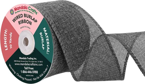 Vista 110 de Mandala Crafts Cinta de arpillera negra de 1.5 pulgadas de ancho para manualidades, rollo de 20 yardas de cinta rústica de arpillera para coronas