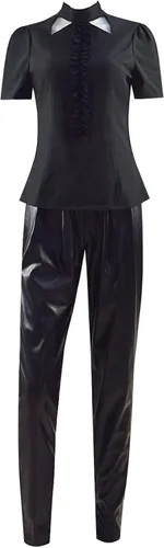 Vista 5 de Cruella Cosplay abrigo vestido mujer dálmata chaqueta pantalón falda traje malvado diablo Halloween traje negro blanco traje niña