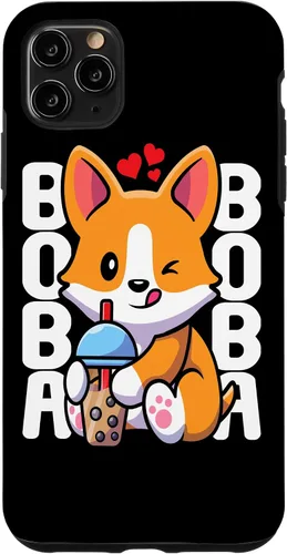 Vista 13 de Funda Kawaii con diseño de corazón de té de burbujas para iPhone 16 Kawaii Boba Dog Corgi Tea Drink