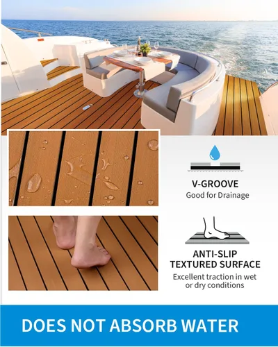 Vista 3 de OCEANBROAD Suelo de espuma EVA para barco con base adhesiva 3M, cubierta marina autoadhesiva de 96''x45.6''/36''/28.8''/16.8'', 48''x16.8'' hoja