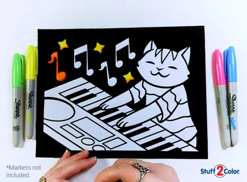 Vista 6 de Paquete de 18 pósteres peludos para colorear (edición Silly Kitties), artes y manualidades para niños, niños pequeños, niñas, niños y adultos, ideal