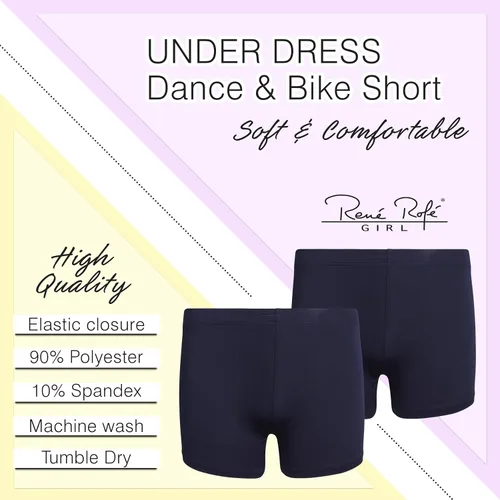 Vista 5 de Rene Rofe Pantalones cortos de baile y bicicleta para niñas (paquete de 2)