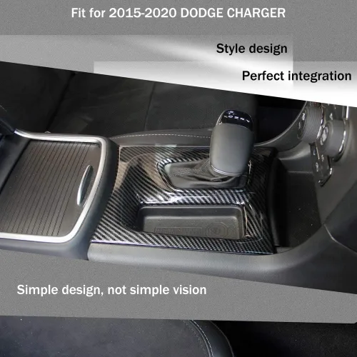 Vista 2 de Crosselec - Ajuste de cambio de engranajes de control central de fibra de carbono para Dodge Charger 2015+ (Negro)