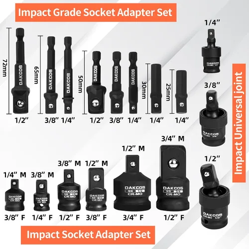 Vista 2 de DAKCOS Juego de adaptadores de enchufe de impacto de 17 piezas, unidad de 1