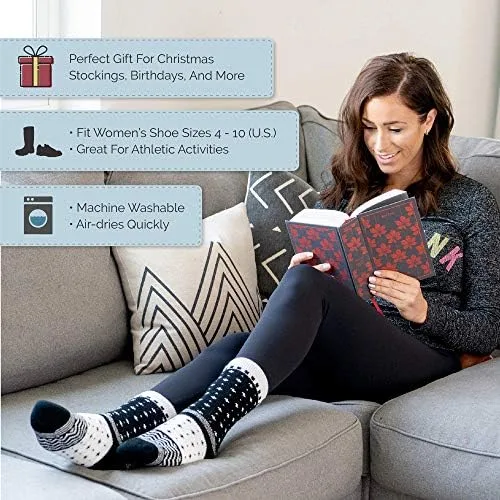 Vista 5 de HOT FEET 2 Pack Warm Cozy Thermal Socks for Women - Thick Insulated Crew for Cold Winter Weather