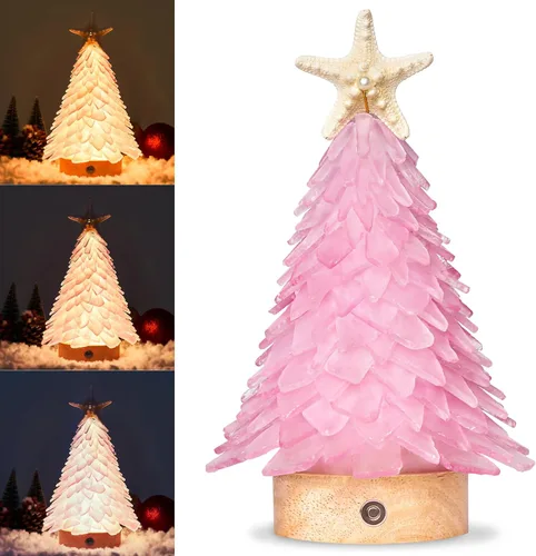 Vista 11 de Árbol de Navidad de cristal azul marino - Mini árbol de Navidad con luces LED Centro de mesa hecho a mano, ideal para Navidad, Año Nuevo