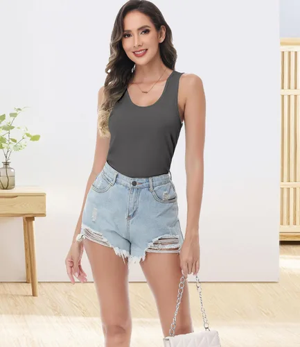 Vista 3 de wirarpa Camisetas sin mangas de algodón para mujer, cómodas, capa base, paquete de 2