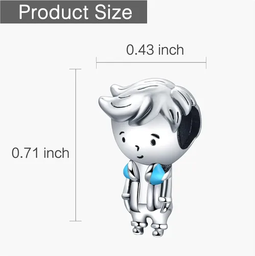 Vista 5 de dazlily Little Boy I Love Shopping Charm 925 Sterling Silver Charms fits Bracelets Necklaces Valentines Day Gift Birthday Gift Jewelry for Women