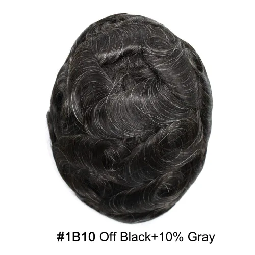 Vista 84 de Toupee para hombre 100% cabello humano real tupé para hombres 0.004 in piel de poliuretano para hombre, sistema de reemplazo de piezas de pelo