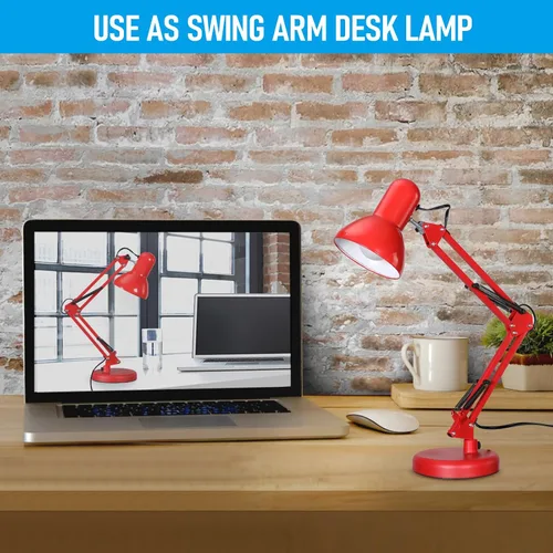 Vista 3 de TORCHSTAR Lámpara de escritorio de metal con abrazadera, brazo oscilante, lámpara de mesa ajustable de cuello de ganso para arquitecto, luces