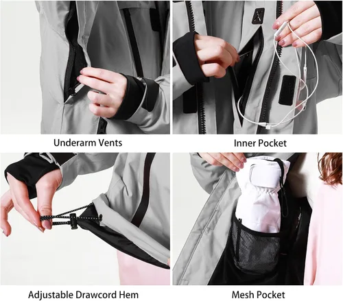 Vista 5 de PHIBEE Chaqueta de esquí transpirable impermeable para mujer