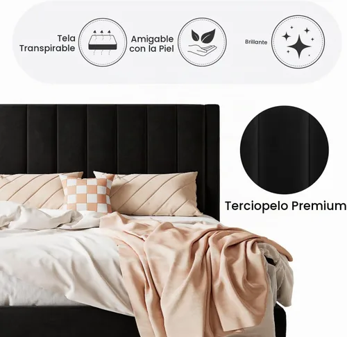 Vista 4 de SHA CERLIN Marco de cama individual con plataforma tapizada de terciopelo con cabecero, soporte de listones de madera resistente, base de colchón