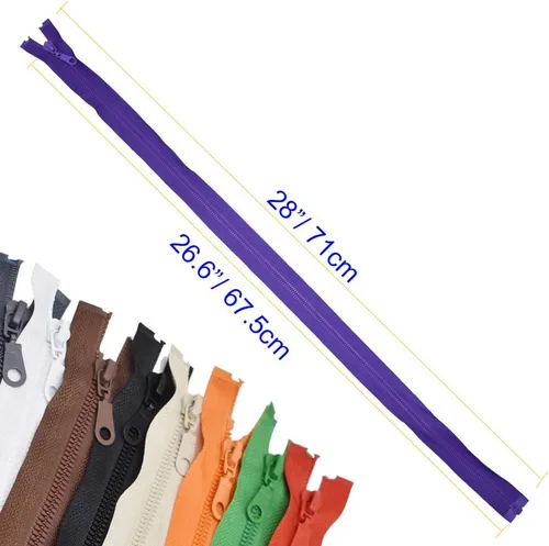 Vista 2 de 10 cremalleras separadoras #5 de 28 pulgadas para coser abrigos, chaquetas, cremalleras de cinta a granel, 10 colores mezclados (28 pulgadas/27.6 in)