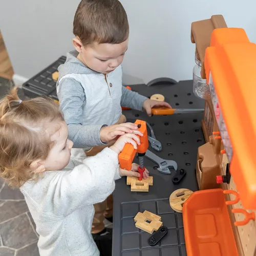 Vista 7 de Step2 Pro Play - Taller Infantil de Juegos con Banco de Herramientas, Banco de Herramientas para Interior/Exterior para Niños, Juego Interactivo