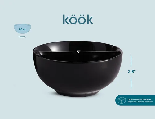 Vista 8 de KooK Tazones de sopa, cuenco para cereales, cerámica, cuencos para cocina, microondas, lavavajillas y congelador, platos de porcelana para pasta