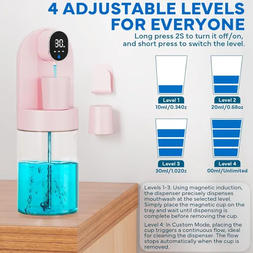 Vista 3 de Dispensador automático de enjuague bucal para baño, dispensador inteligente de enjuague bucal de 21.12 onzas sin contacto, juego de accesorios