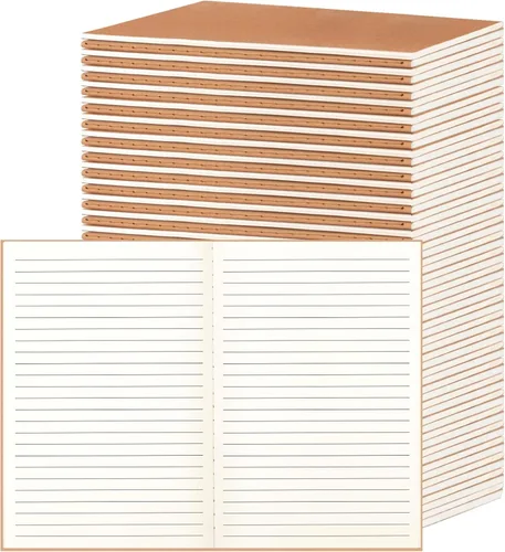 Vista 15 de ALKALO Paquete de 6 cuadernos de papel kraft de cuadrícula A5 a granel, cuadernos de diario, cuadernos de papel cuadriculado A5, 8.3 x 5.5 pulgadas