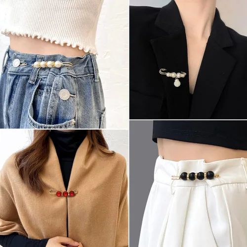 Vista 2 de 70 piezas de broche de perlas, pines de cuello de chal para suéter y sombrero, broches dobles de perlas de imitación para mujer, botones