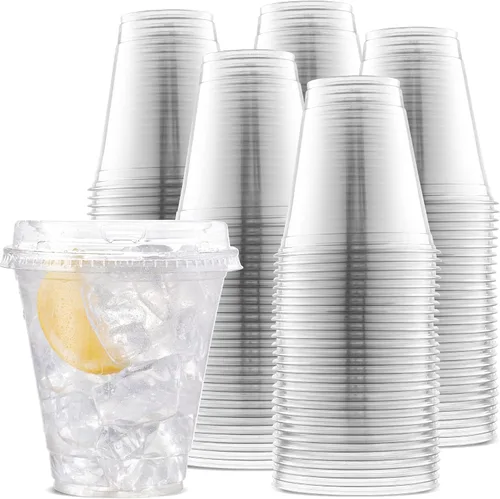 Vista 10 de Durameg [100 unidades – 12 onzas.] Vasos desechables de plástico PET transparente con tapas de cúpula