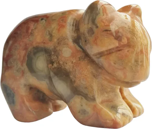 Vista 11 de Figuras naturales de oso de piedra de sangre africana, cristales tallados a mano de 1.5 pulgadas y estatua de piedra curativa para decoración