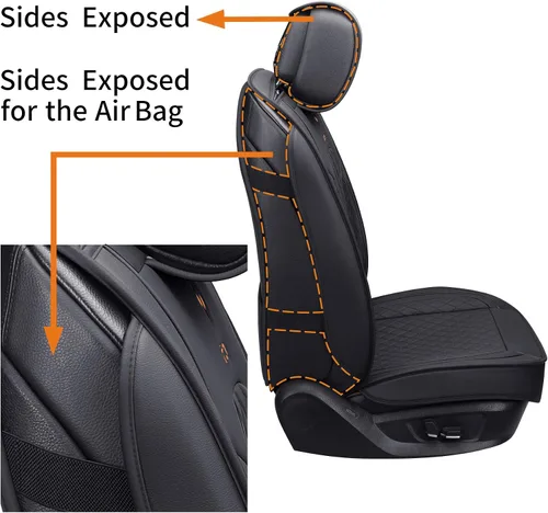 Vista 4 de 2 fundas de asiento delantero para mujer, de cuero, impermeables, universales para Ford Fusion Focus Edge, Beetle, Kia Soul C300 CC, Hyundai