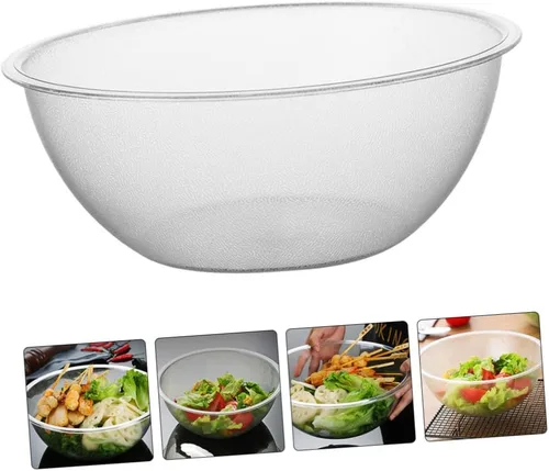 Vista 5 de Recipientes de ensalada para alimentos, vajilla de plástico, recipiente de plástico transparente, cuenco de cocina, cuenco de mezcla, cuenco
