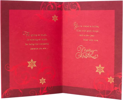 Vista 3 de Hallmark - Tarjeta navideña para mamá y papá (árbol rojo de papel de aluminio)