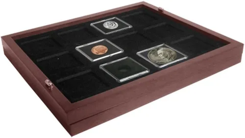 Vista 16 de Caja de exhibición de monedas de dos bandejas para cápsulas, certificadas, estilo losa o monedas de desafío, sin bandejas