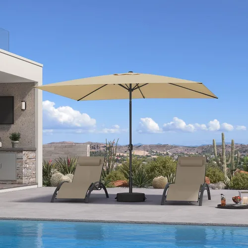 Vista 21 de PURPLE LEAF Sombrilla LED para patio y piscina, 5 x 8 pies, con base para Beige