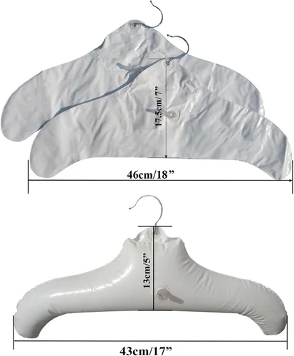 Vista 2 de NewFerU Perchas inflables para viajes, de 4 pulgadas, hombro redondo blanco para lavar a mano, colgar para secar ropa con gancho de metal, compacto
