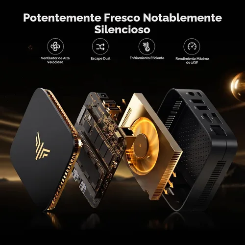 Vista 6 de KAMRUI Mini PC E1 AMD Ryzen 3500U Mini computadoras, hasta 3.7GHz