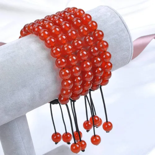 Vista 2 de MASSIVE BEADS - Pulseras ajustables unisex de cuentas de cristal de piedras preciosas con poder curativo natural, de macramé