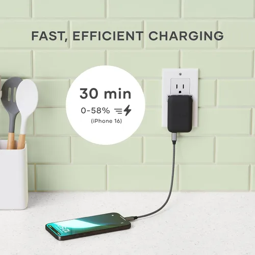 Vista 4 de Satechi OntheGo - Cargador de pared de 67 W con 2 puertos de carga rápida USBC PD y cable USB4 V2 Pro (3.9 ft/3.9 pies) para MacBook Pro/Air, iPad