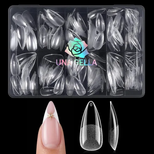 Vista 9 de UNA GELLA Puntas de uñas medianas de aguja 240 unidades, uñas de gel suave