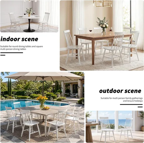 Vista 2 de Windsor - Juego de 2 sillas de comedor, sillas de madera con respaldo de husillo para cocina y comedor, sillas de comedor de madera de campo