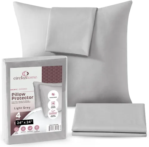 Vista 45 de CIRCLESHOME Protectores de almohada europeos – Fundas de almohada 100% algodón transpirable – Fundas de almohada cuadradas de 26 x 26 pulgadas