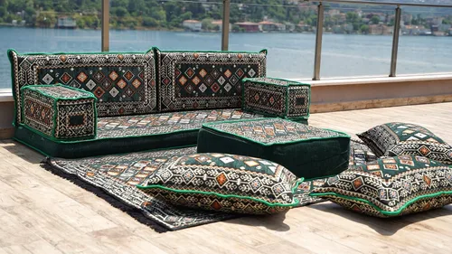 Vista 3 de arabicsofa Asiento de sofá tradicional de Oriente Medio, cojín modular hecho a mano con almohadas de respaldo